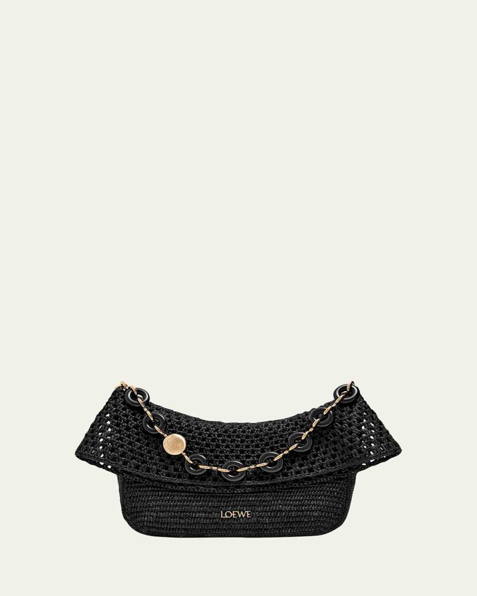 x Paula's Ibiza Ola Small Shoulder Bag in Raffia and Leather